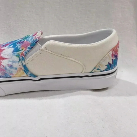 Vans Asher Rainbow Tie Dye Canvas Slip On Skate Shoes NWB - Picture 6 of 9